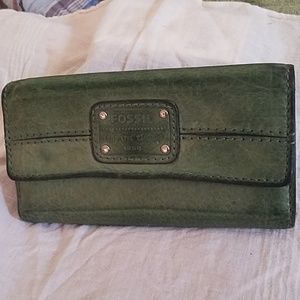 Green leather Fossil wallet